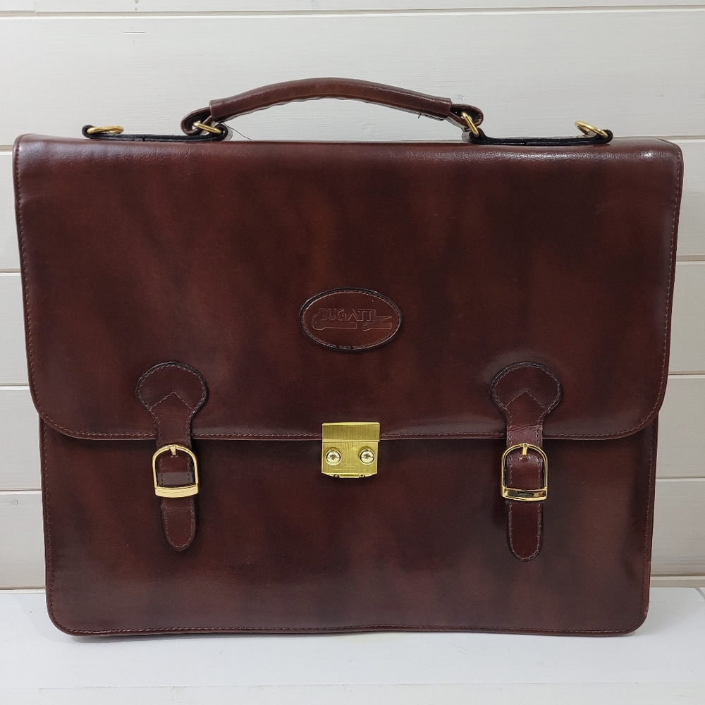 Bugatti Sartoria leather briefcase with lock